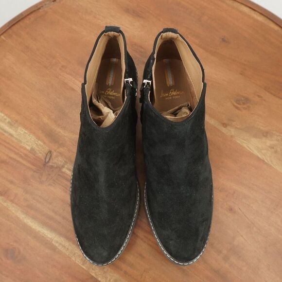 Sam Edelman Womens Pryce Ankle Boots Black Suede Block Heel Zip Up Size 6.5M - Picture 6 of 10